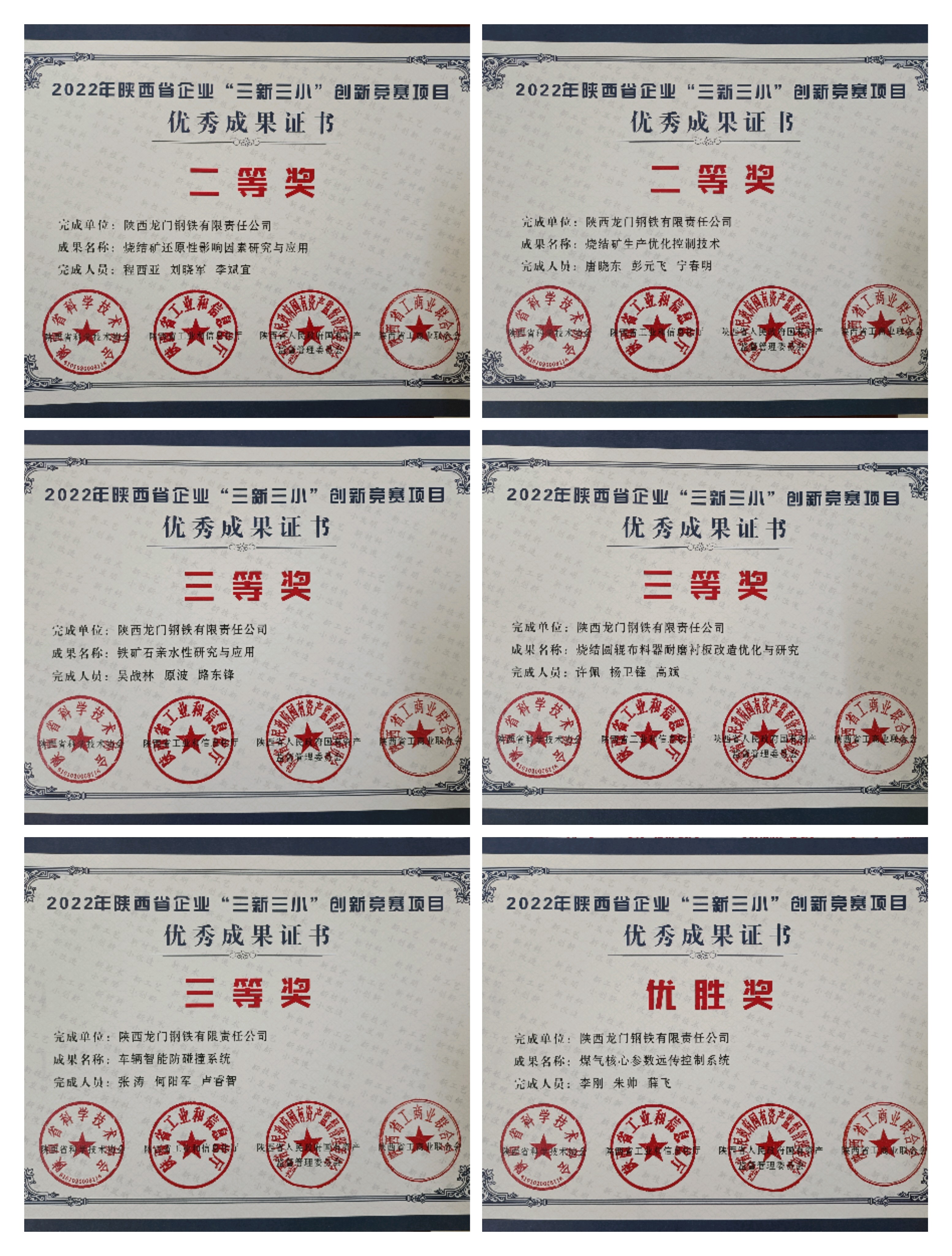 龍鋼公司6項(xiàng)創(chuàng)新成果在2022年陜西省企業(yè)“三新三小”創(chuàng)新競賽中獲獎(jiǎng)